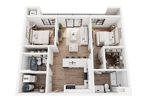 a 3 bedroom floor plan with a bathroom and a living room